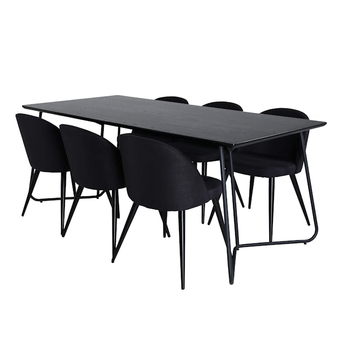 Matgrupp Venture Home Annika Svart med 6 Valentina Stolar