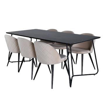 Matgrupp Venture Home Annika med 6 Valentina Stitcthes Stolar Sammet