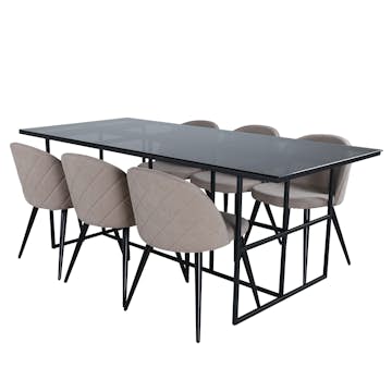 Matgrupp Venture Home Lund med 6 Valentina Stitcthes Stolar Polyester