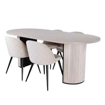 Matgrupp Venture Home Bianca med 4 Valentina Stitcthes Stolar Sammet