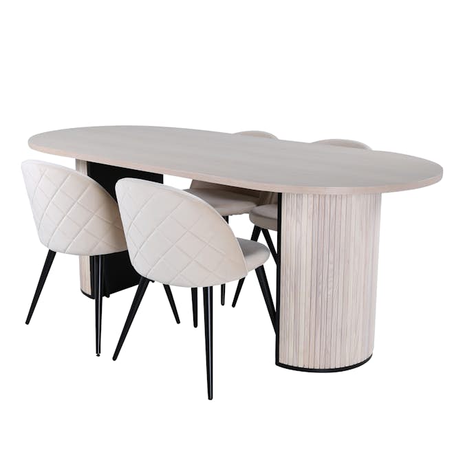 Matgrupp Venture Home Bianca med 4 Valentina Stitcthes Stolar Sammet