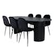 Matgrupp Venture Home Bianca Svart med 6 Pobbie Stolar Sammet