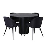 Matgrupp Venture Home Bianca Rund Svart med 4 Valentina Stolar