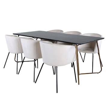 Matgrupp Venture Home Annika med 6 Bergen Stolar Sammet