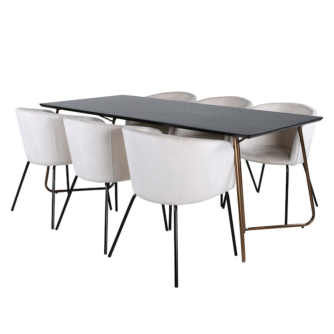 Matgrupp Venture Home Annika med 6 Bergen Stolar Sammet