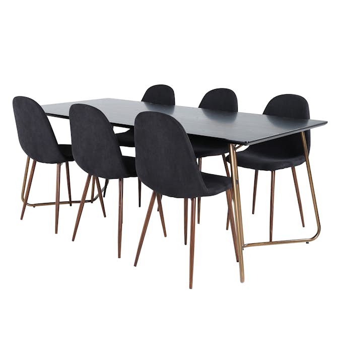 Matgrupp Venture Home Annika Valnöt med 6 Pobbie Stolar