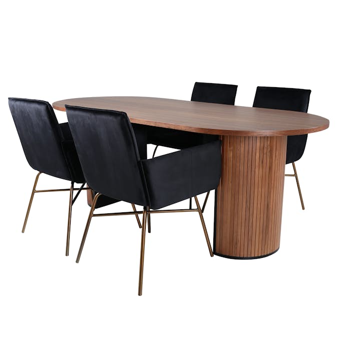 Matgrupp Venture Home Bianca Valnöt med 4 Annika Stolar