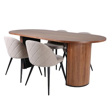 Matgrupp Venture Home Bianca Valnöt med 4 Valentina Stitcthes Stolar