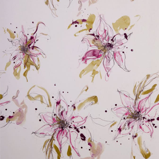 Tapet Mimou Poinsettia Green/Lilac