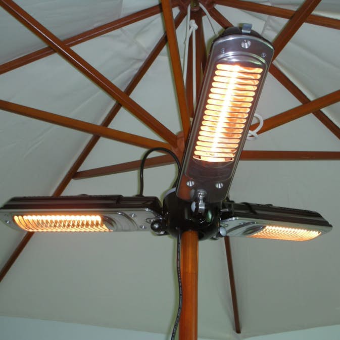 Infravärmare Termo Parasoll Terrassvärmare, Svart Hängande Modell med 2000W Effekt