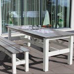 Matgrupp Utomhus Eden Wood Viking 2 Bänkar 90x220 cm Grå/Vit