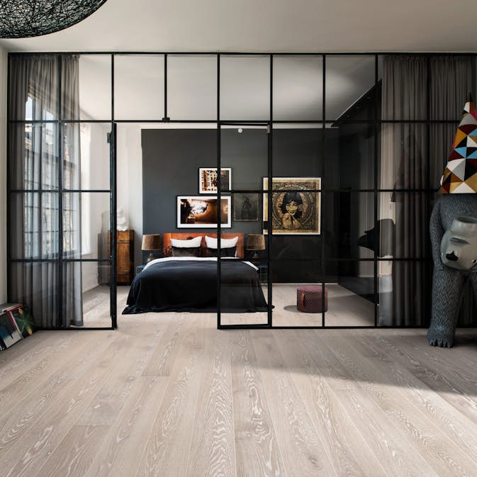 Parkettgolv Kährs Nouveau Snow Vit Mattlack Borstad Ek 2266 mm 1-stav