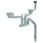 Vattenlås DecoSteel Dubbel med Korgventil för Diskho & Köksvask