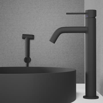 Tvättställsblandare Scandtap Steel Voyage High med Sidodusch