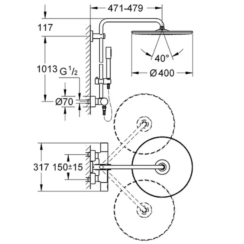 Takduschset Grohe Rainshower System 400 27174