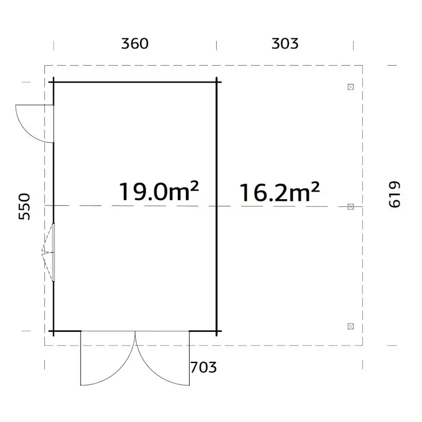 Garage Palmako Roger med Carport 36,5 m2 och Slagport
