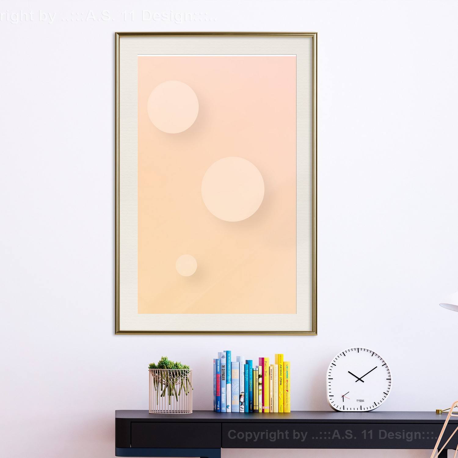 Affisch - Three Circles [Poster] 40x60 Guld ram med passepartout, 40x60 cm