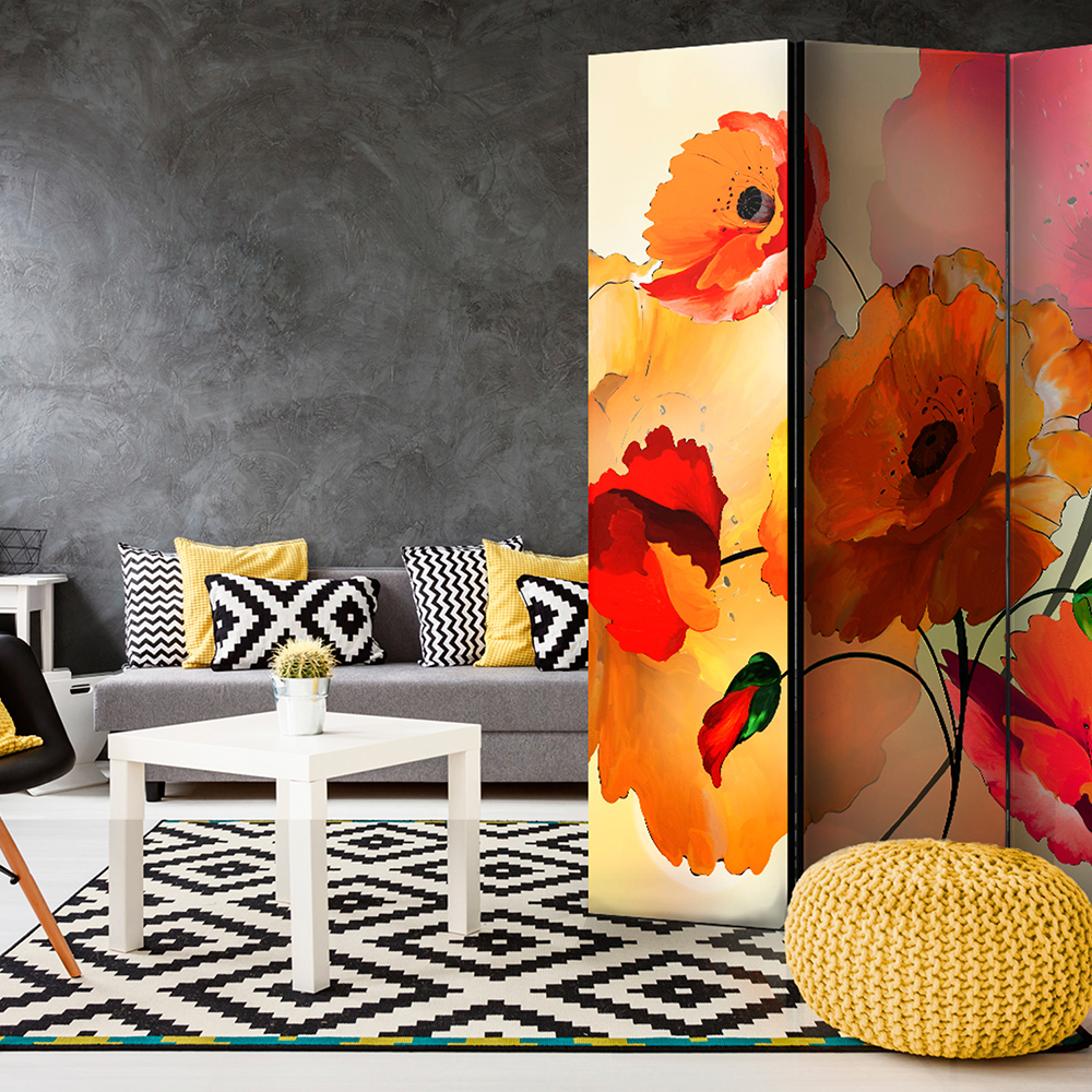 Rumsavdelare Skärmvägg Arkiio Velvet Poppies Motiv 1 135x172 cm