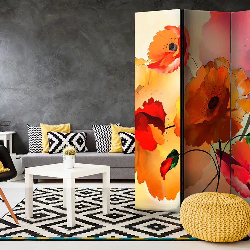 Rumsavdelare Skärmvägg Arkiio Velvet Poppies Motiv 1 135x172 cm