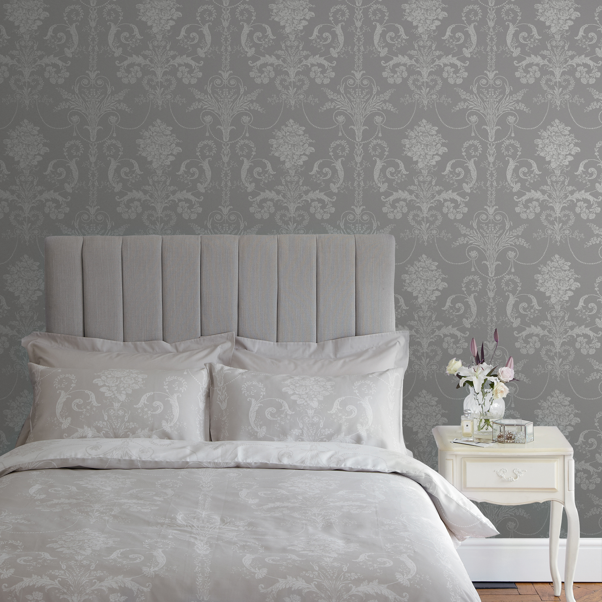 Tapet Laura Ashley Josette Steel 113383 EasyUp, Mönstrad
