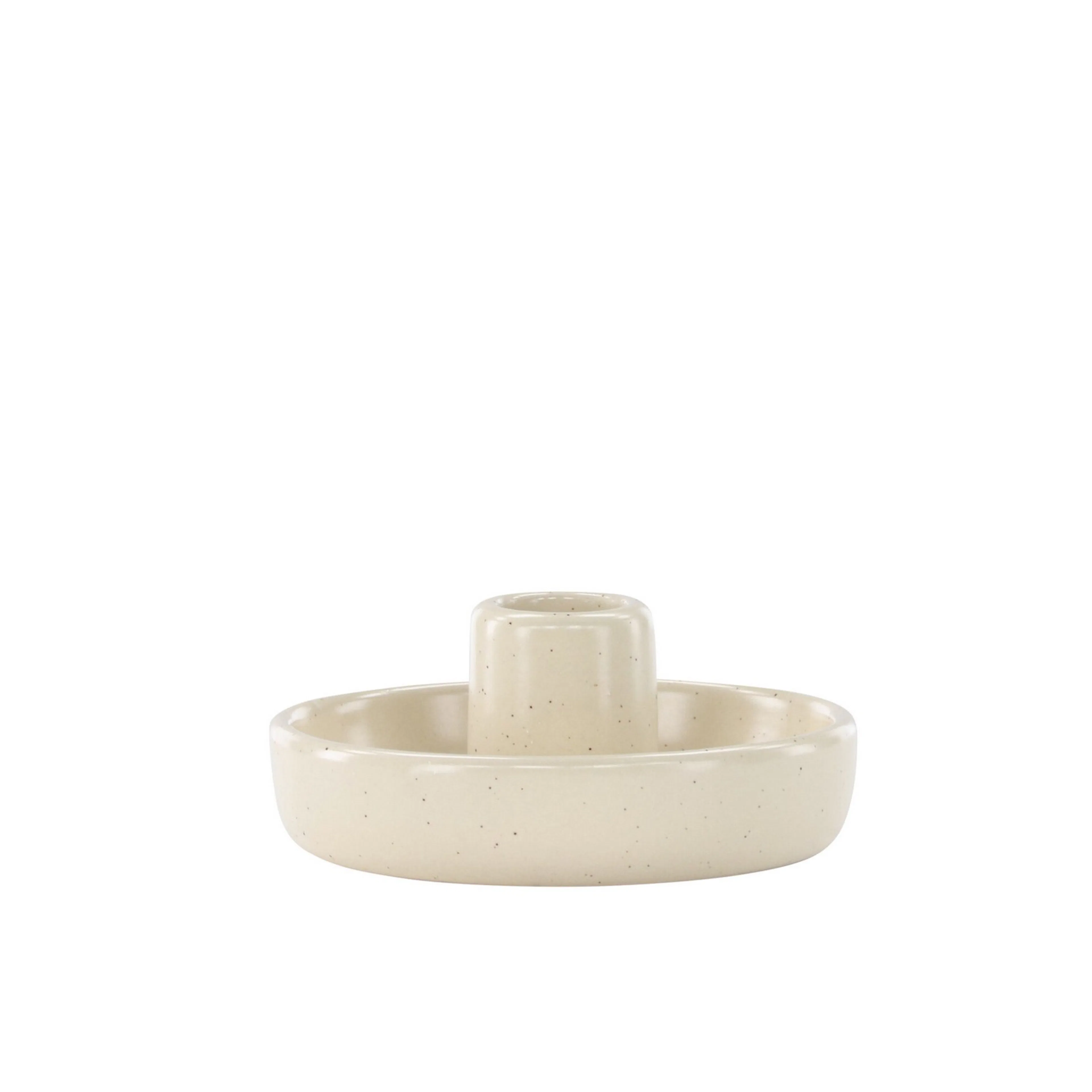 Otis Candlestick - Beige/Black Dots - W11*H5cm Beige/Svart