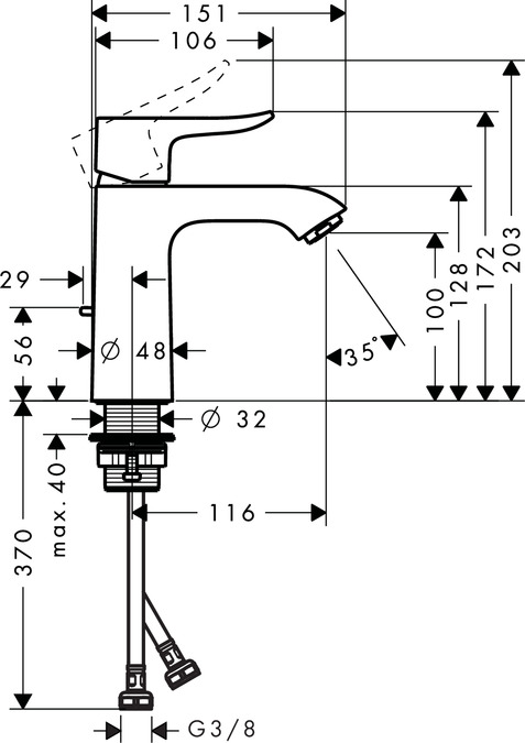 Tvättställsblandare Hansgrohe Metris 110