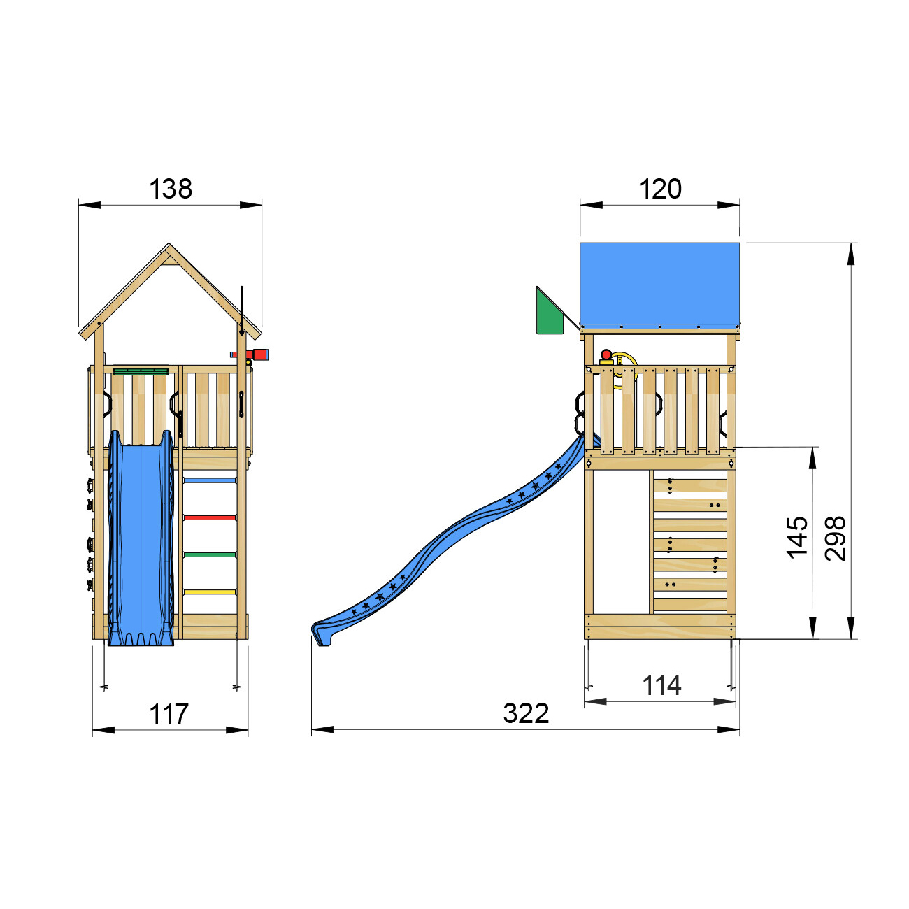 Lektorn Jungle Gym Lodge 2.1 Med Blå Rutschkana