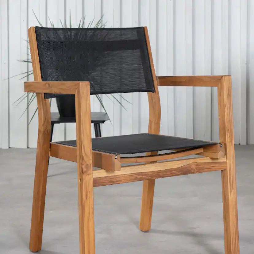 Matgrupp Venture Home Plarra med 6 Vum Stapelbara Matstolar