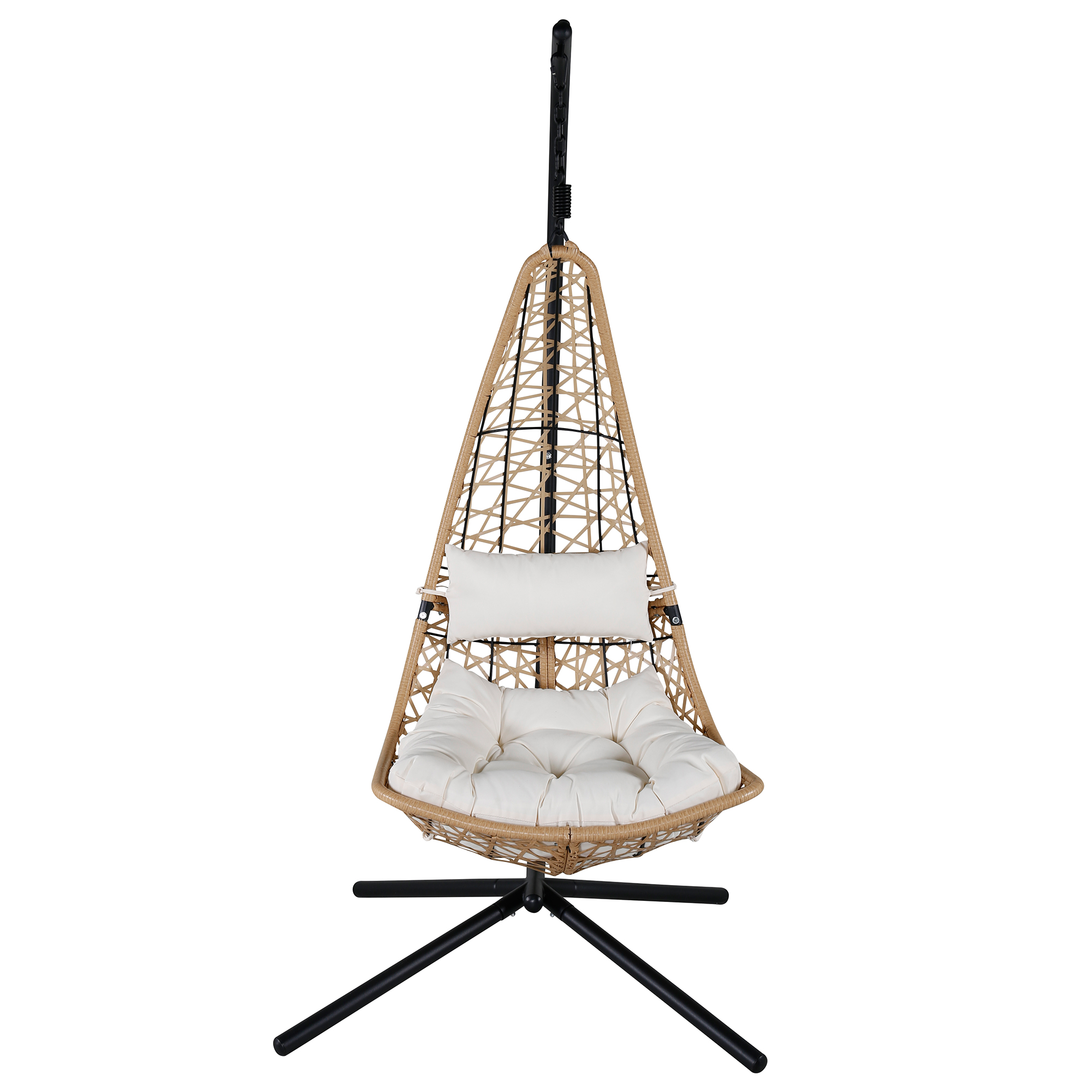 Edinburgh Hanging chair - Black frame/nature wicker/white cu Svart/Natur
