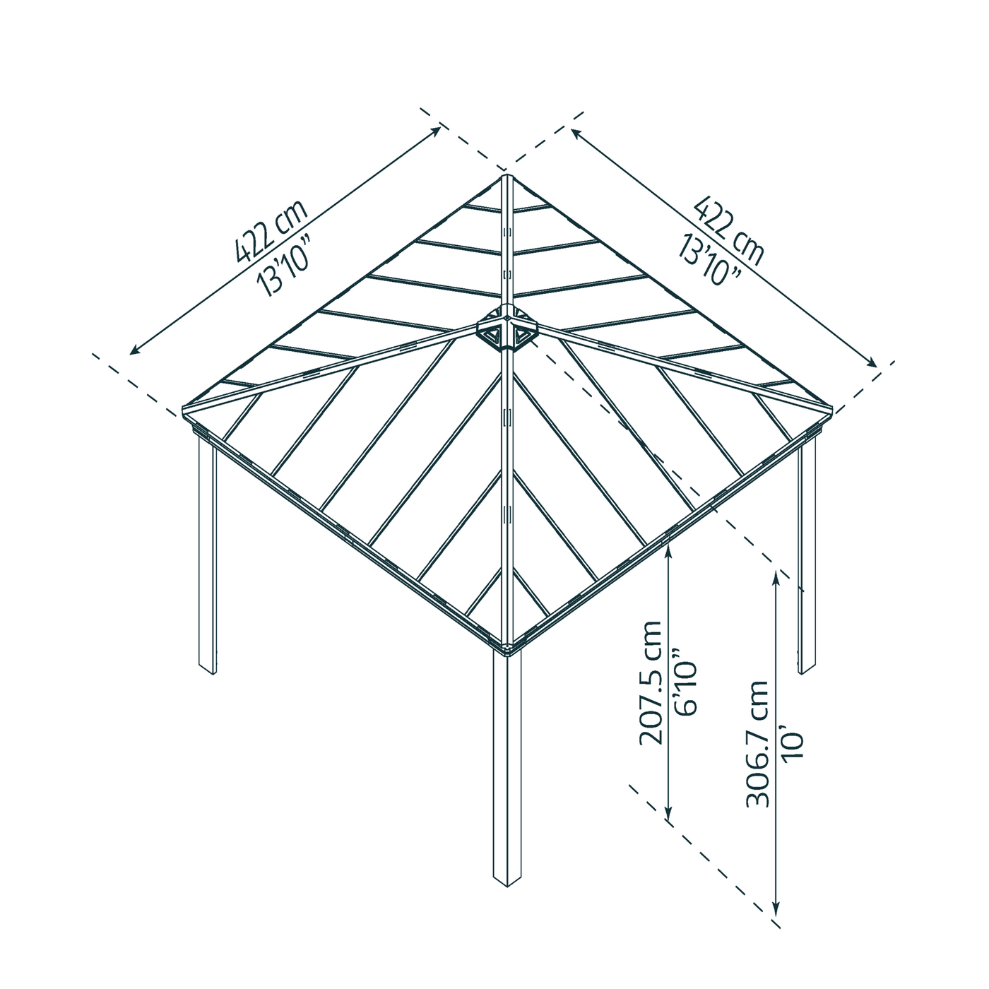 Paviljong Canopia By Palram Dallas 4,2 x 4,2m Antracitgrå