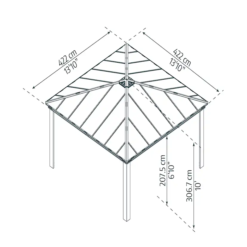Paviljong Canopia By Palram Dallas 4,2 x 4,2m Antracitgrå