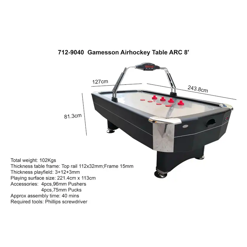 Airhockeybord Hockeyspel Gamesson ARC Metall 7,5