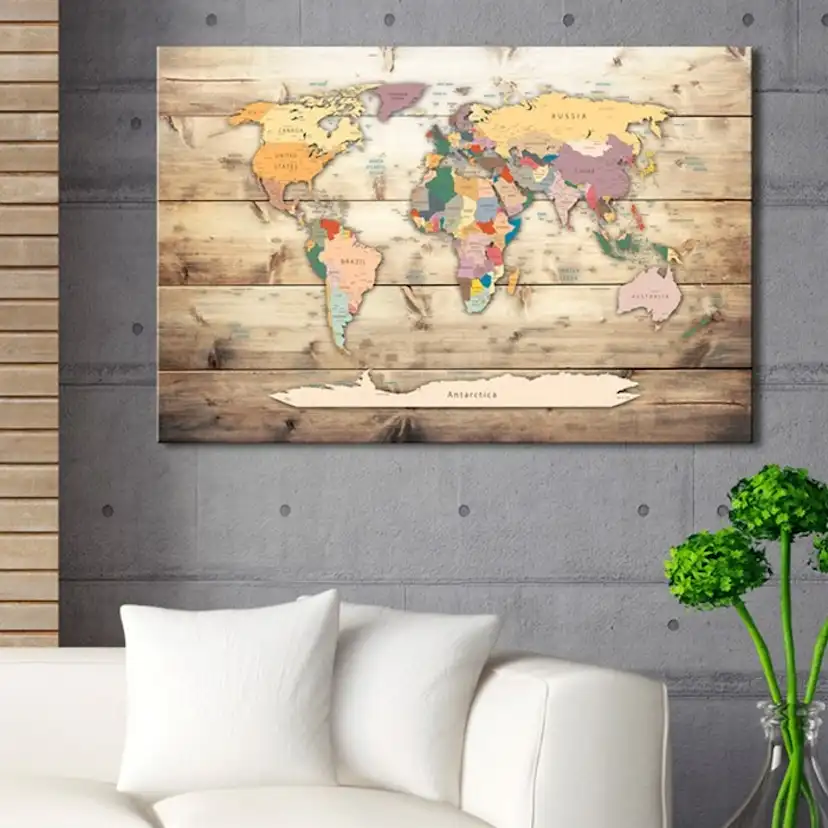 Tavla Arkiio World Map Colourful Continents
