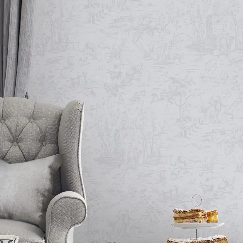 Tapet Laura Ashley Toile De Jouy Sugaröd Grå 118495