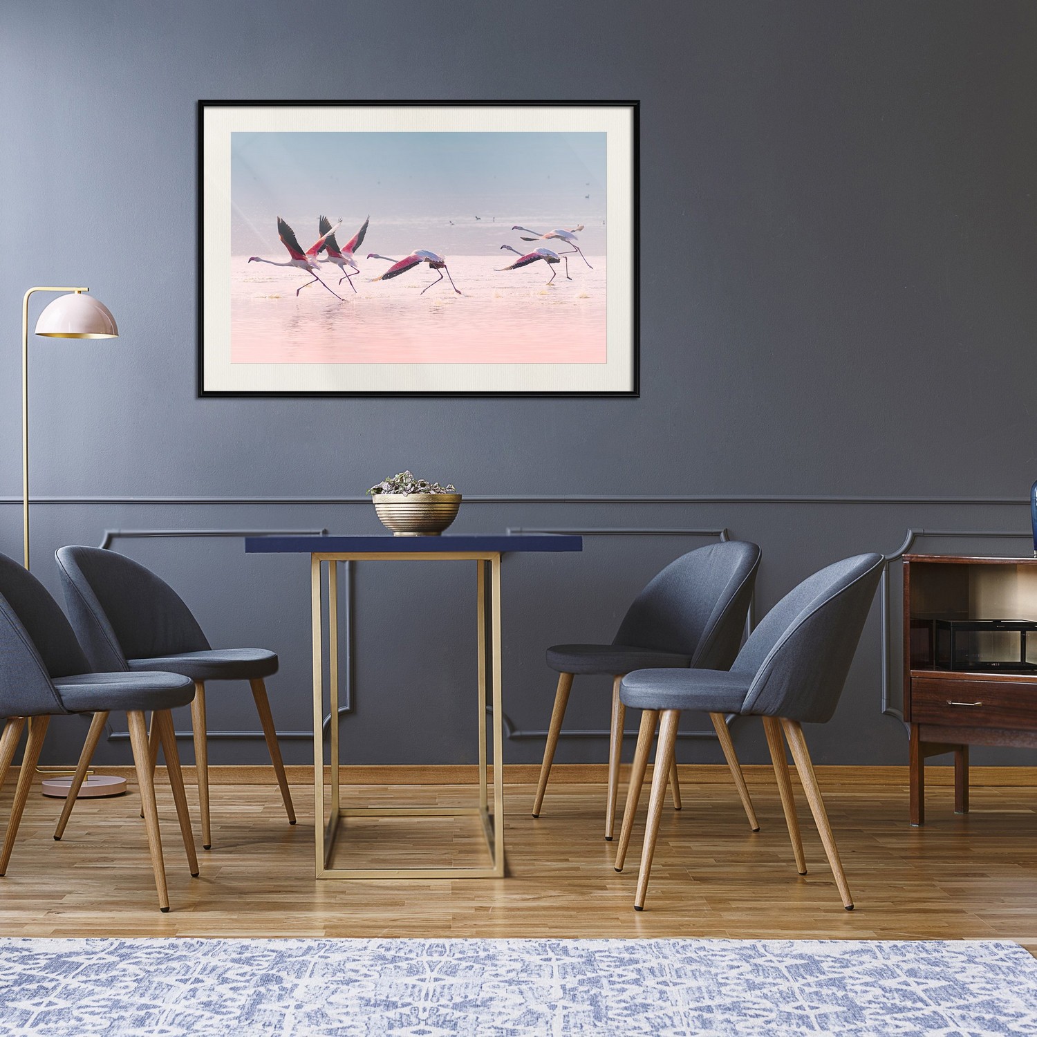 Poster Artgeist Affisch Flamingos Race