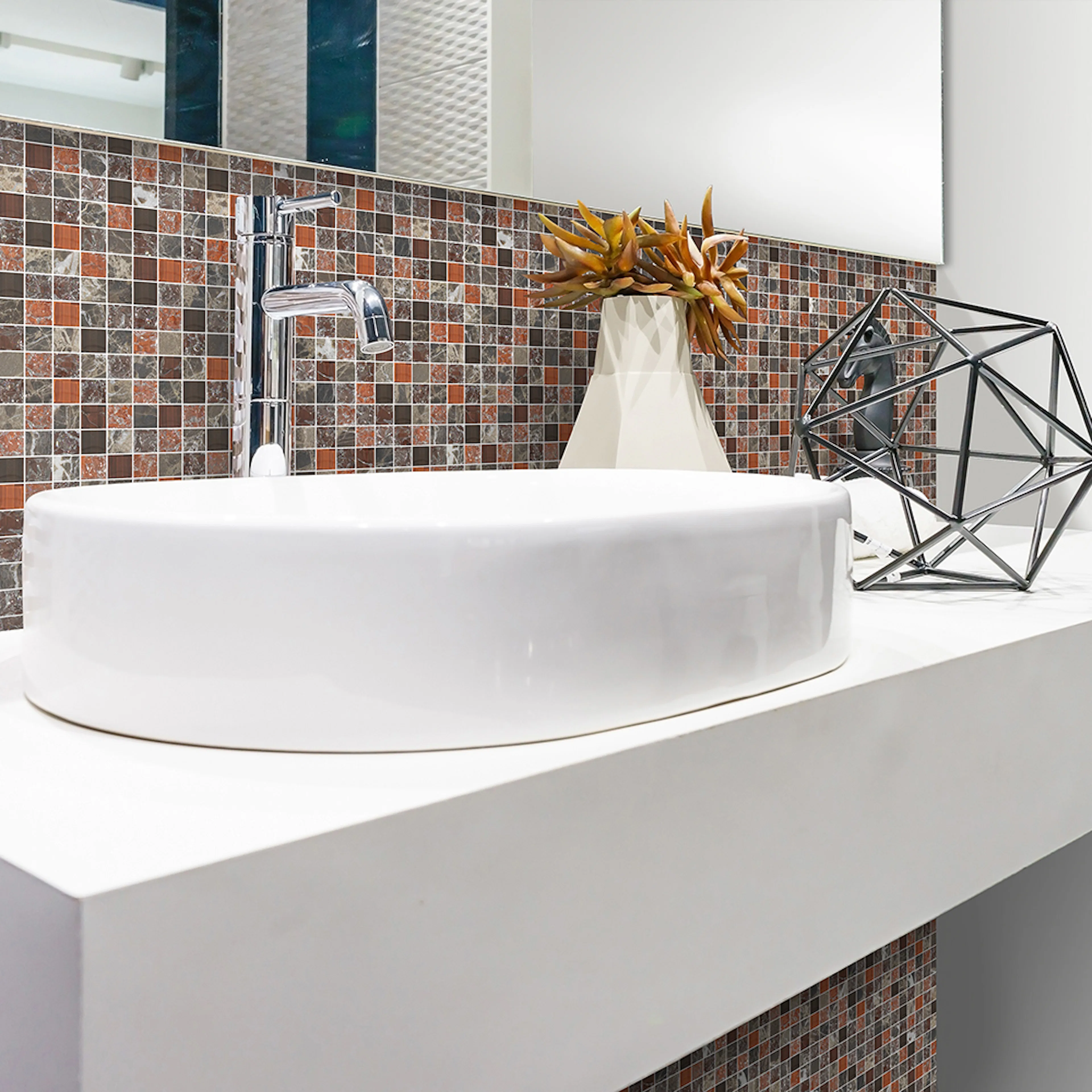 Kristalmosaik Arredo Blank Exclusive Stone Autumn Röd 1,5x1,5 cm