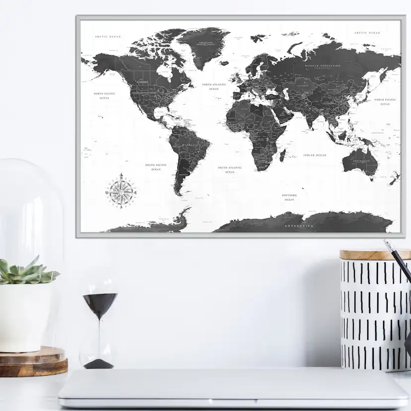 Poster Artgeist Affisch Monochrome Map