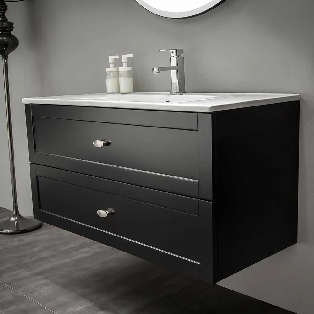 Tvättställsskåp Bathlife Salig 1000 Svart 1000 mm, Enkel