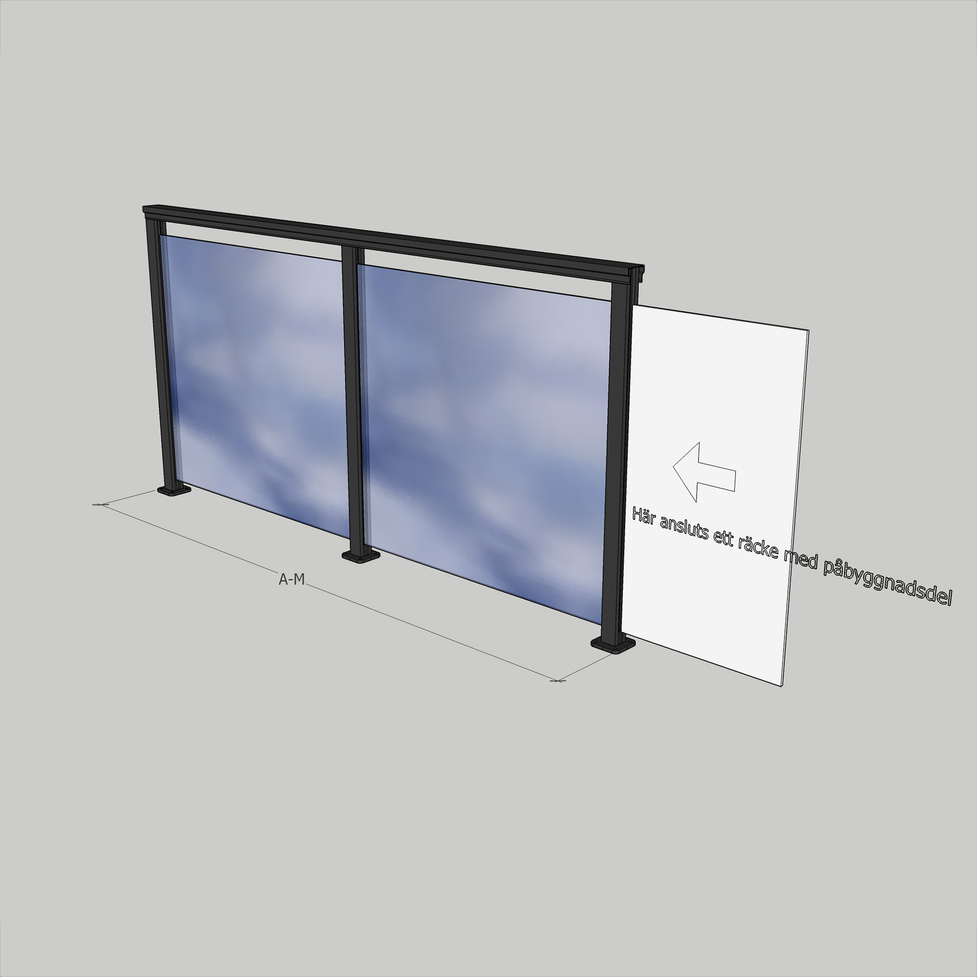 Alu. Vit Ovanpå 1500 mm A-M 1500x1100 mm Vit