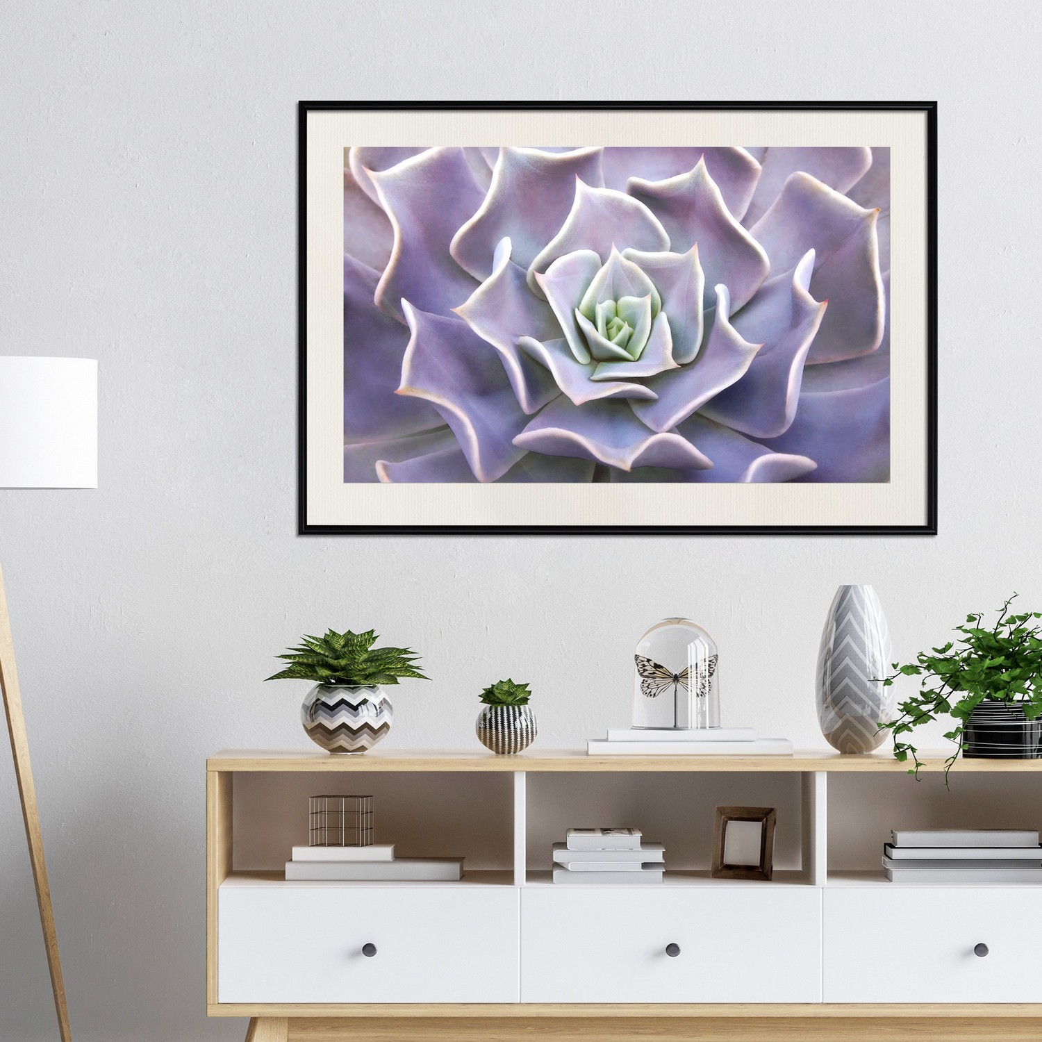 Affisch - Purple Succulent [Poster] 45x30 Svart ram med passepartout, 45x30 cm