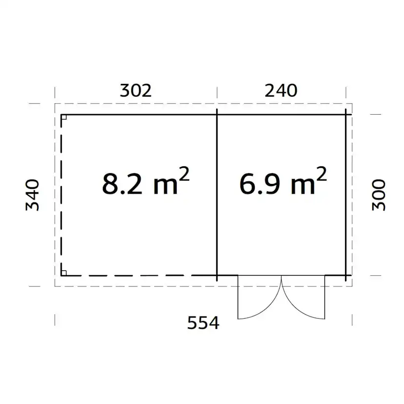 Ella 6,9+8,2 m2 Brun dippad