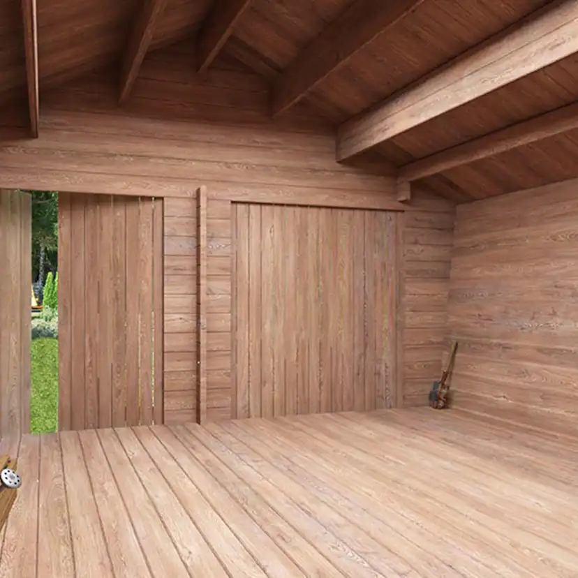 Timmerlada LP Garden U16 16 m² Förråd med Täta Väggar i Obehandlat Trä