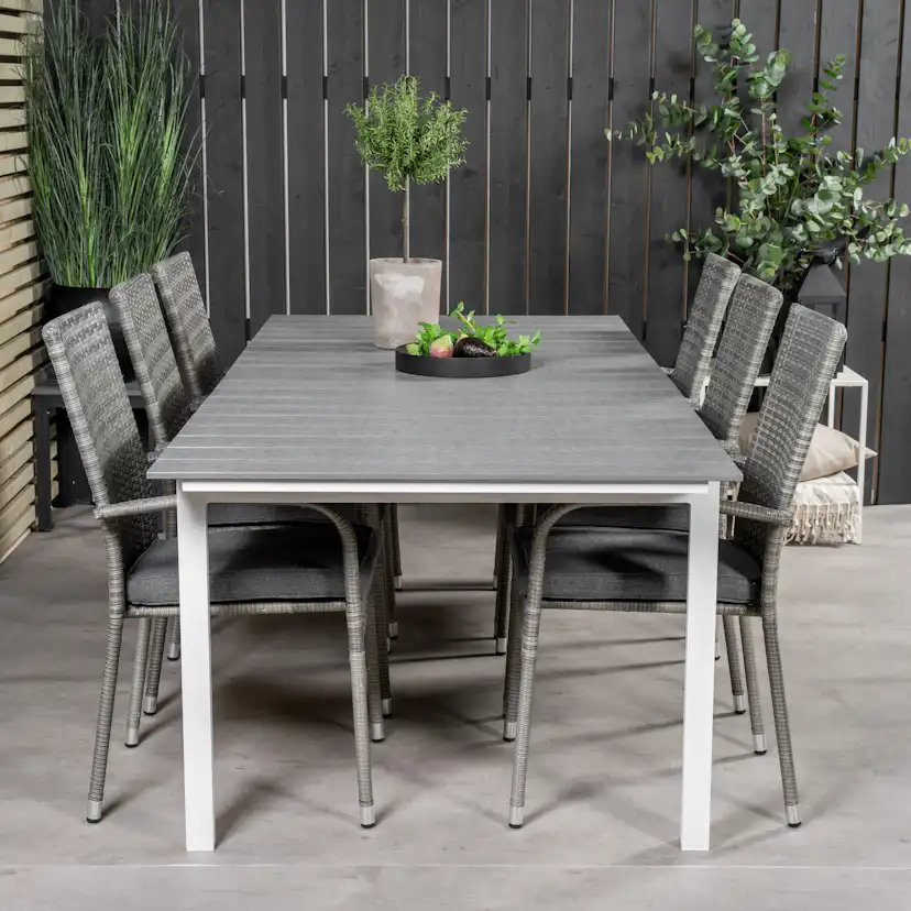 Levels Dining Table 224/324*100 - White Alu / Grey Aintwood Vit/Grå