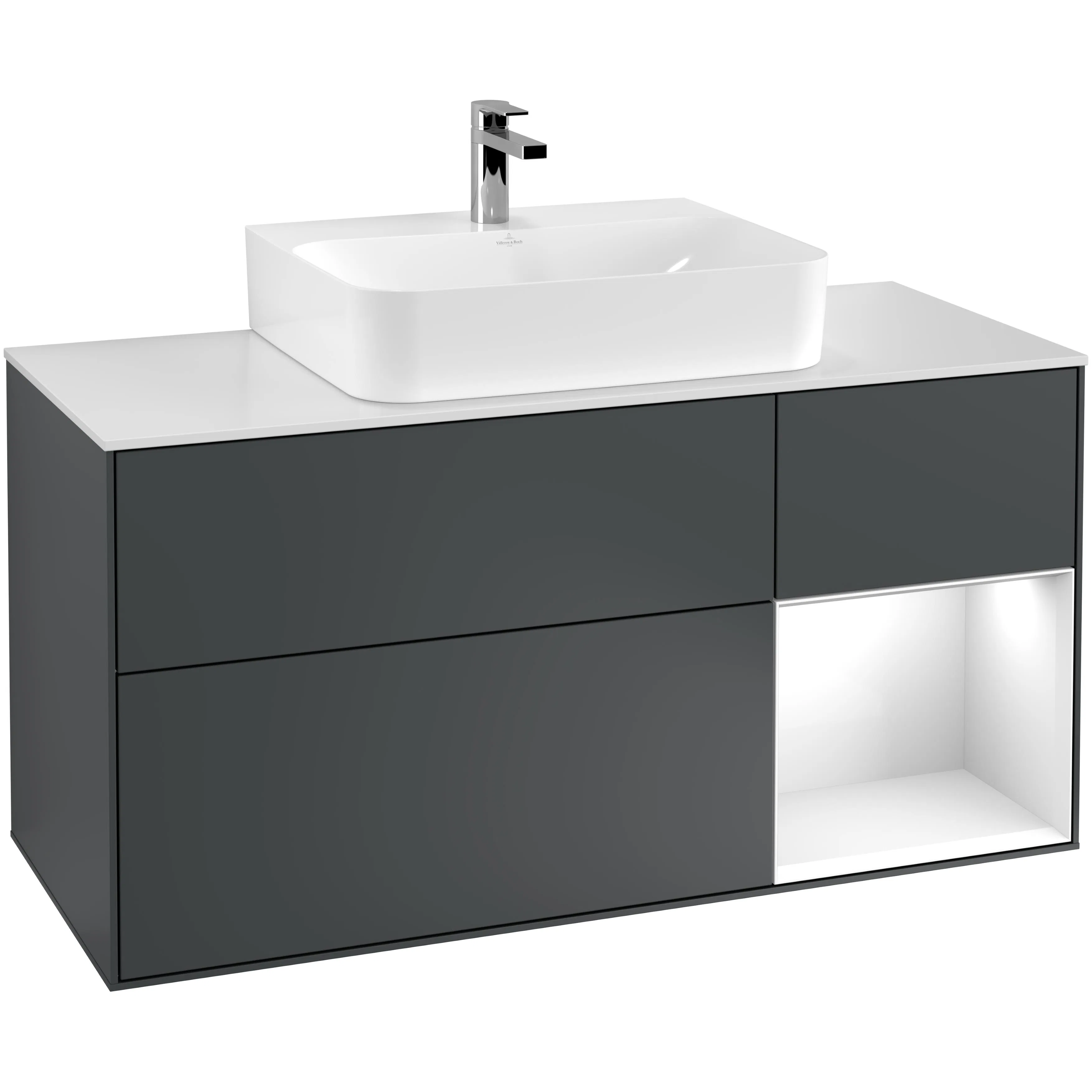 Tvättställsskåp Villeroy & Boch Finion med 3 Lådor Hylla och Bänkskiva för Centrerat Tvättställ