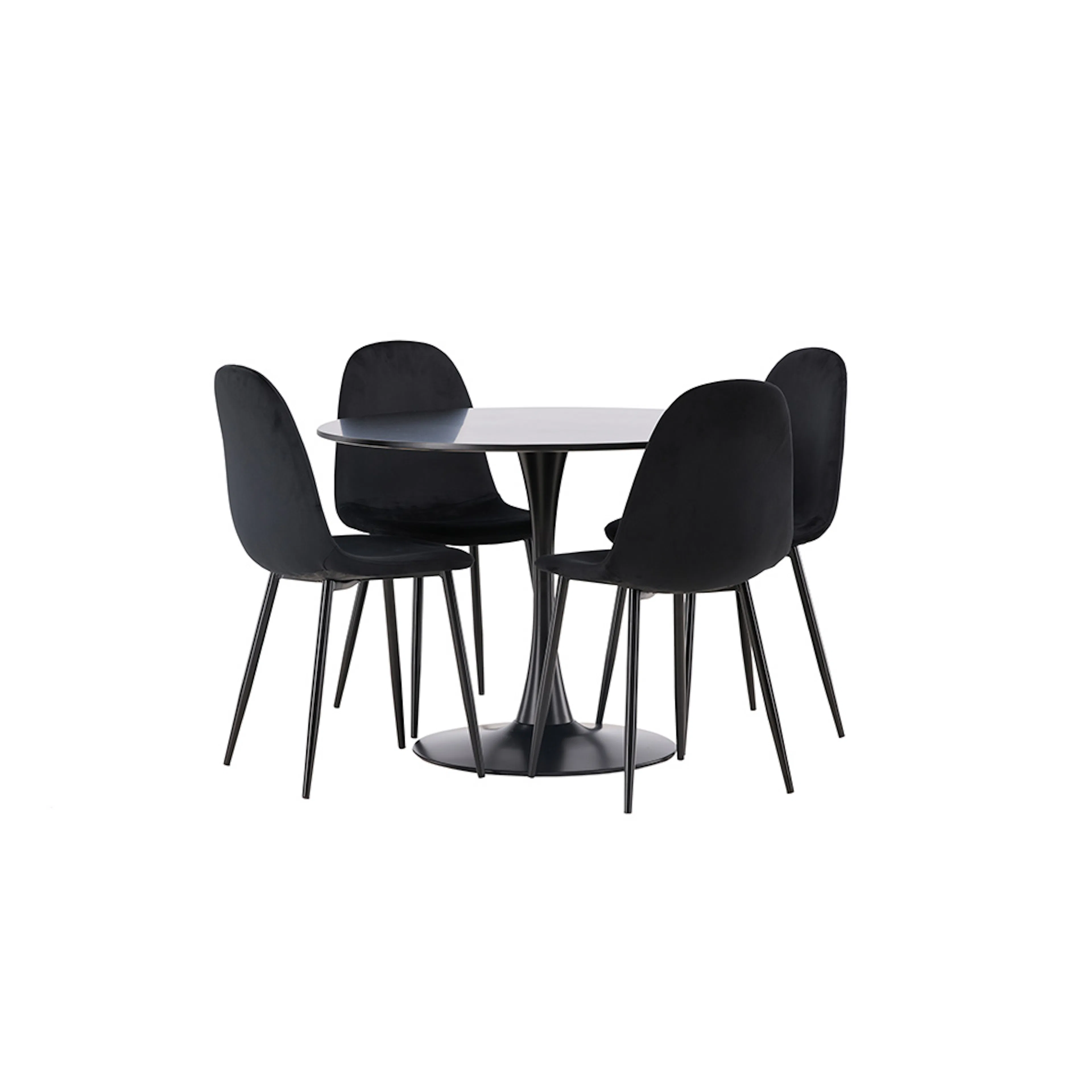 Glade Dining Table - Black / Black MDF +Polar Dining Chair - Svart