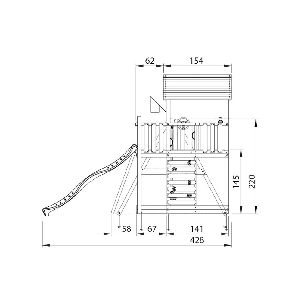 Lektorn Jungle Gym Chalet 2.1 Lektorn Blå Rutschkana