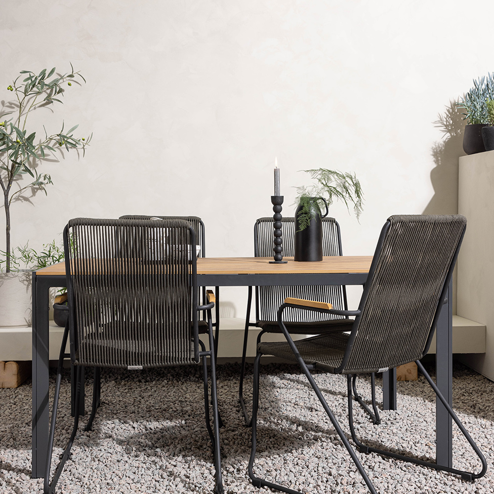 Break Diningtable Alumnium - Black / Nature Rectangular 90*1 Svart