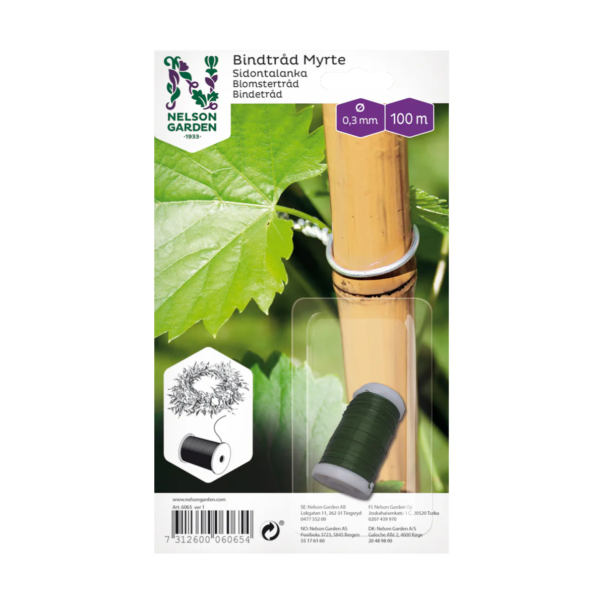 Bindtråd Nelson Garden Myrte grön 0,3 mm x 100 m