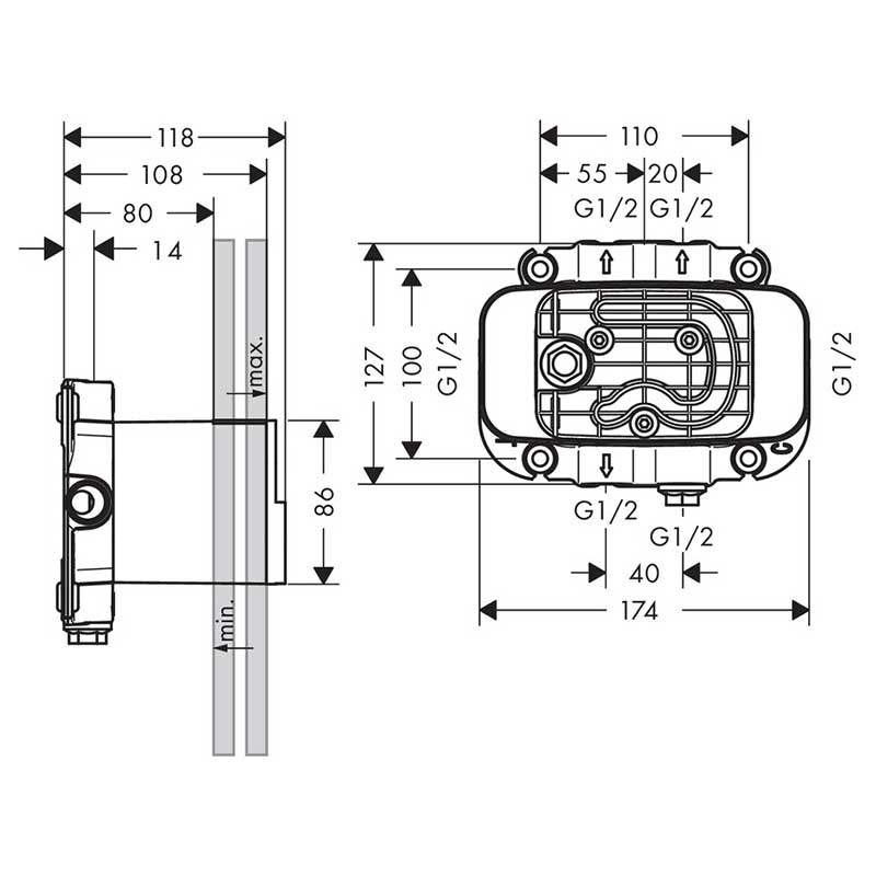 Inbyggnadsdel Axor One för Termostatmodul