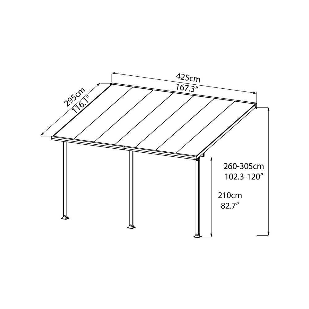 FERIA PATIO COVER 12,5 M2 - 3x4,25M WHITE Vit 3X4,25 m